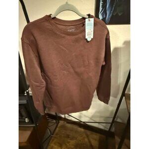 Boys Dark Brown Fleece Crewneck Sweatshirt L Husky